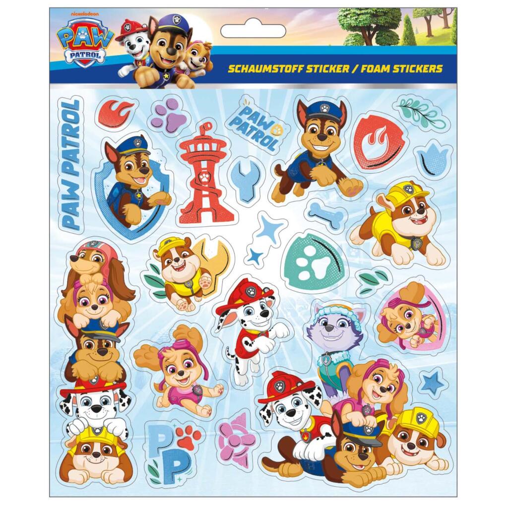 Paw Patrol Foam Stickers met Glittereffect