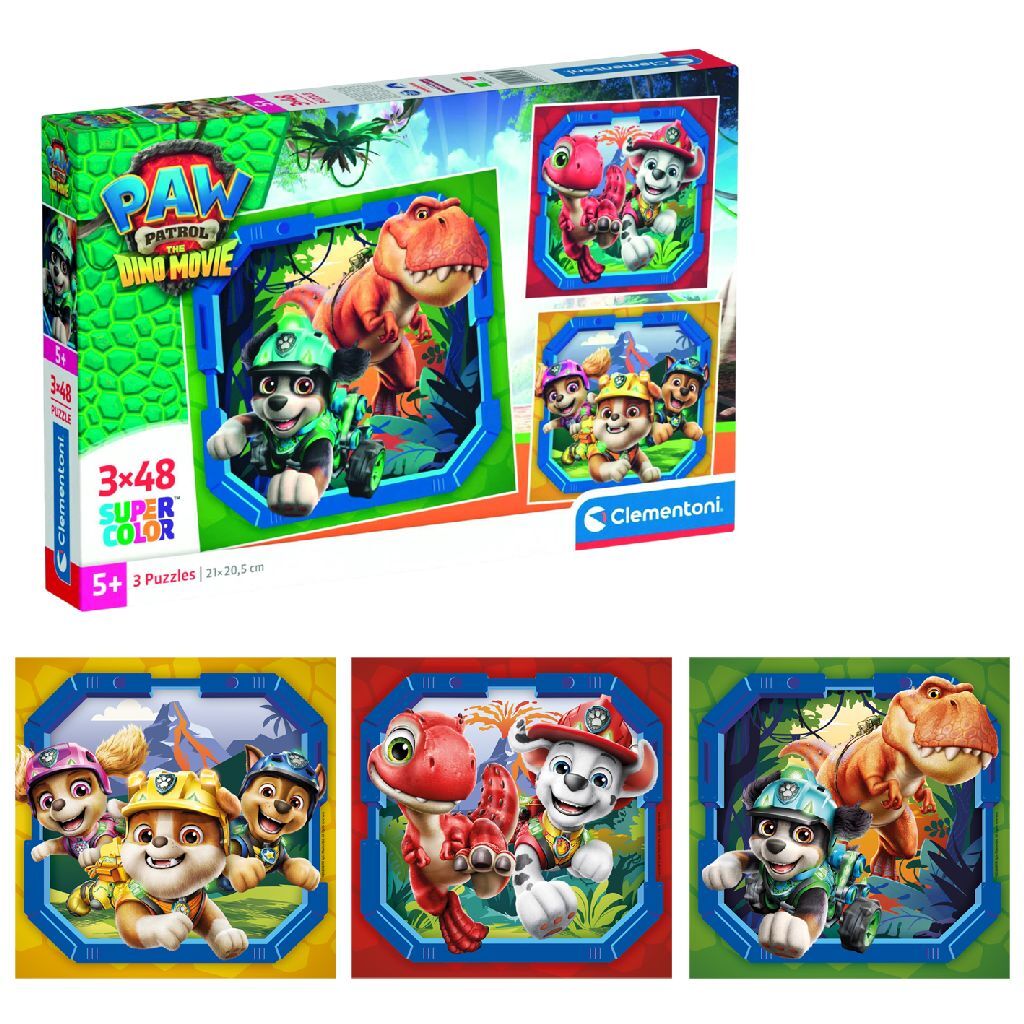 Clementoni Super Color 3in1 Puzzel Paw Patrol Dino 3x48 Stukjes