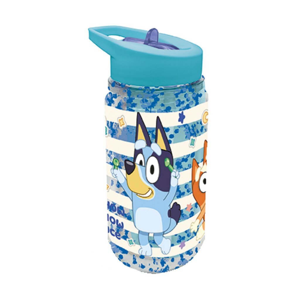 Bluey Waterfles met Glitter 330 ml Blauw/Transparant