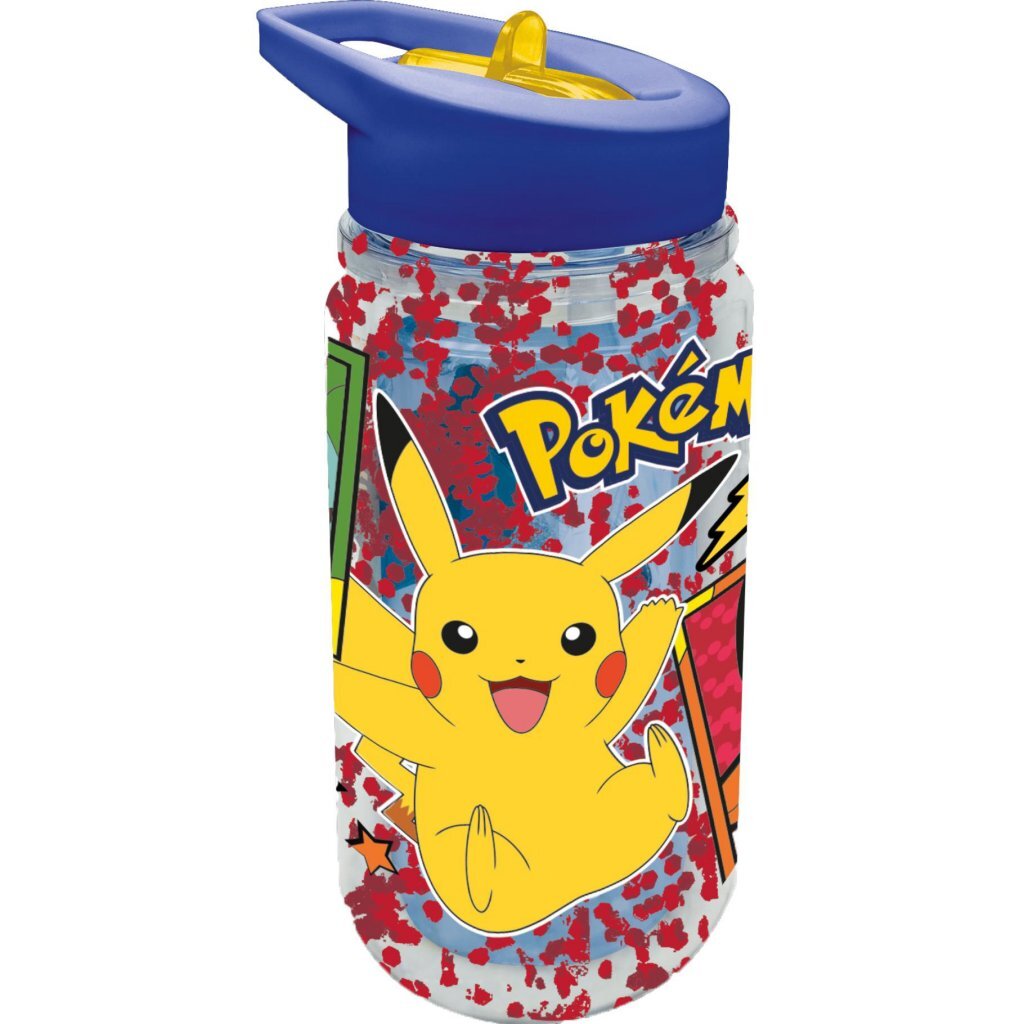 Pokémon Waterfles met Glitter 330 ml Blauw/Geel/Transparant