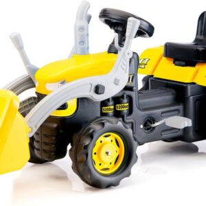 Dolu Traptractor met Voorlader & Claxon Geel/zwart