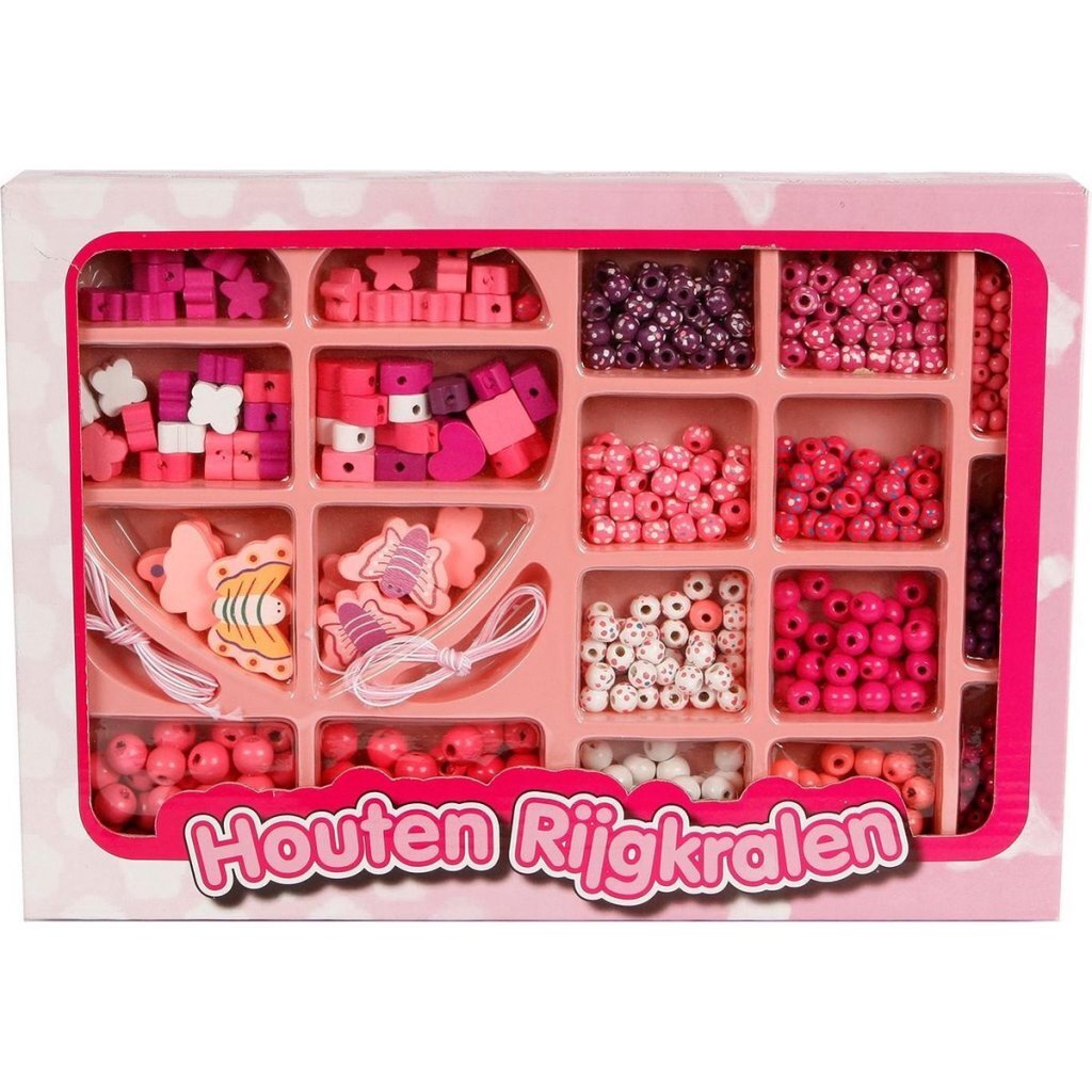 Houten Rijgkralen Set 825-delig Roze
