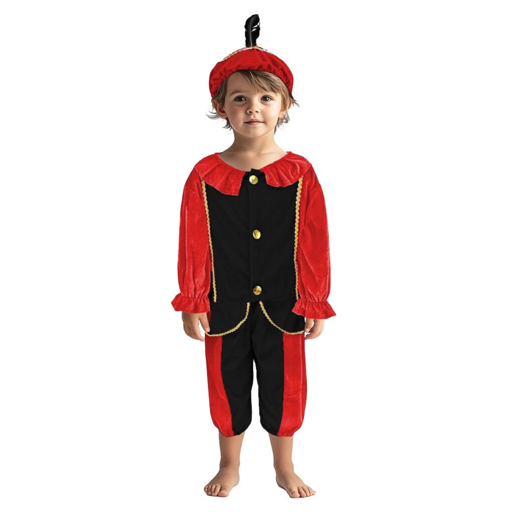 Pietenpak 98-104 Zwart/Rood