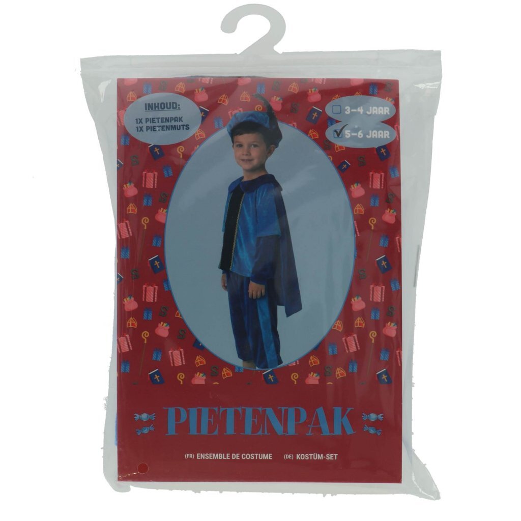 Pietenpak met Cape 5-6 Jaar Blauw/Zwart
