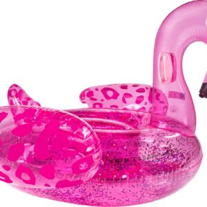 Opblaas Flamingo neon panterprint XL